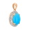 Pendant with Turquoise Cabochon in Diamond Frame. Hypoallergenic Cadmium-free 585 (14K) Rose Gold. View 2