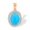 Pendant with Turquoise Cabochon in Diamond Frame. Hypoallergenic Cadmium-free 585 (14K) Rose Gold